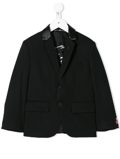 Givenchy Kids' Leather-collared Blazer In Black