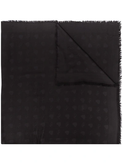 Twinset Schal Mit Herz-print In Black