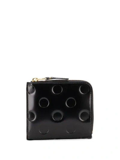 Comme Des Garçons Embossed Polka-dot Wallet In Black