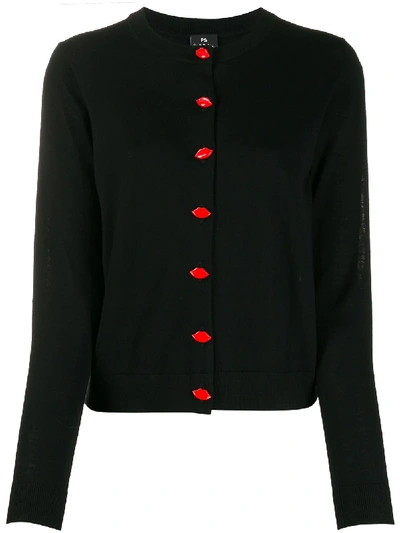 Ps By Paul Smith Lip Button-up Cardigan In Black
