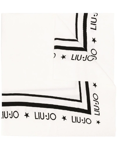 Liu •jo Micro-pleated Logo Print Scarf In White