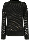 Fabiana Filippi Long Sleeve Fishnet Knit Top In Grey