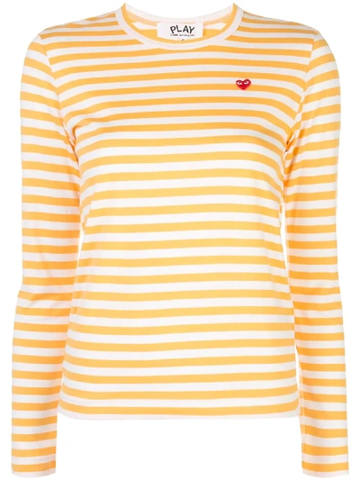 Comme Des Garçons Play Striped T-shirt In 黄色