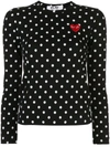 Comme Des Garçons Play Black Polka Dot Heart Patch T-shirt