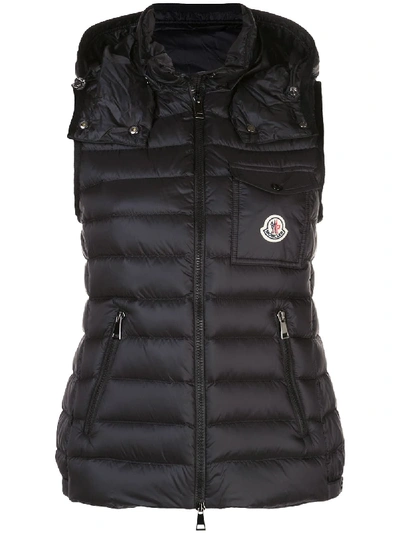 Moncler Hooded Padded Gilet In Black