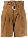 P.A.R.O.S.H. SUEDE PAPERBAG WAIST SHORTS