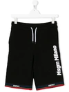 Msgm Teen Logo Print Cotton Shorts In Black