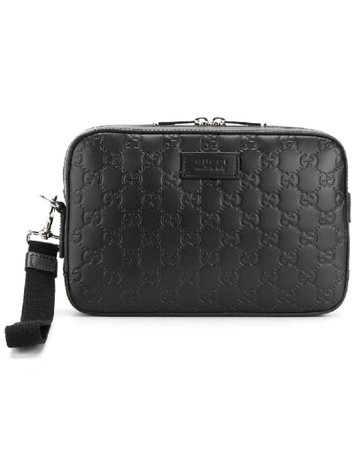 Gucci Ssima Leather Clutch In Black