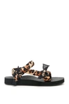 Arizona Love Trekky Leopard-print Gauze-trimmed Canvas Sandals In Leopard Print (brown)