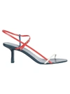 The Row Bare Tri-colour Leather Sandals In Teal Poppy Red