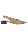 Ganni 30mm Brushed Leather Sling Back Flats In Ermine
