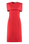 Givenchy Cape-effect Wool-crepe Dress In Red