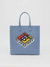 BURBERRY Large Logo Graphic Grainy Leather Tote