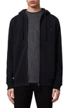 Allsaints Raven Slim Fit Zip Hoodie In Ink Navy