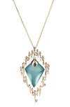 ALEXIS BITTAR SPIKED FRAMED LONG PENDANT NECKLACE,AB94N022089