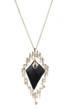 ALEXIS BITTAR SPIKED FRAMED LONG PENDANT NECKLACE,AB94N022089