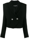 BALMAIN CROPPED DOUBLE-BREASTED BLAZER BLACK,SF27631V074