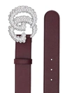 Gucci Crystal Embellished Gg Marmont Belt In Brown