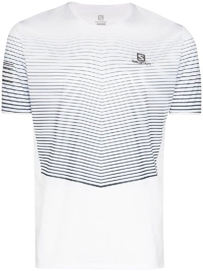 Salomon Sense Striped Logo Print T-shirt In White