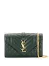 Saint Laurent Small Envelope Shoulder Bag In Green