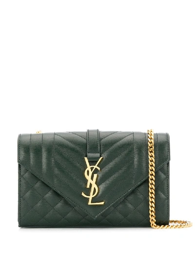 Saint Laurent Small Envelope Shoulder Bag In Green