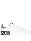 Dolce & Gabbana Portofino Leather Sneakers In White