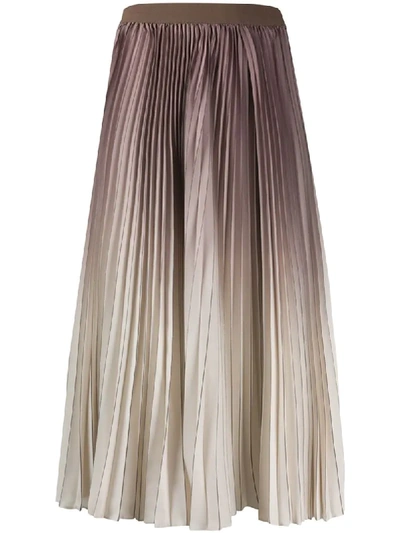 Agnona Pleated Degradé Skirt In Neutrals