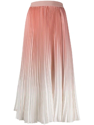 Agnona Pleated Dégradé Crepe De Chine Midi Skirt In Pink
