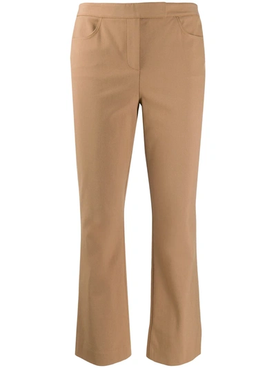 Theory Cropped Tailored Trousers In Camel
