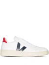 Veja V-10 Leather Sneakers In White,blue,black