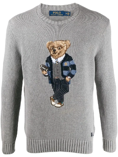 Ralph Lauren Intarsien-pullover Mit Teddy In Grey