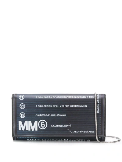 Mm6 Maison Margiela Collection Number Printed Wallet On A Chain In Black