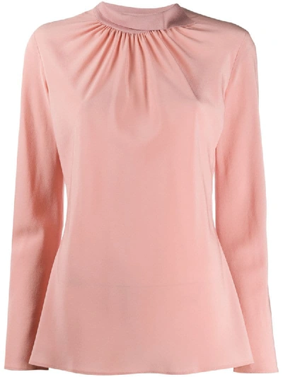 Agnona Gathered Neck Blouse In Pink