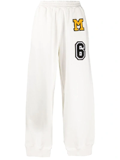 Mm6 Maison Margiela Logo Patch Slit Track Pants In White