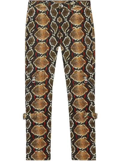 Burberry Skinny Fit Python Print Jeans In Brown
