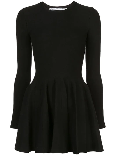 Alexander Wang Shortrowed Long Sleeve Dress In Black