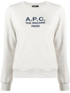 Apc A.p.c. Tina Sweatshirt With Embroidered Logo In Grey