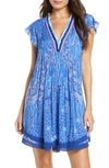 Poupette St Barth Poupette St. Barth Sasha Cover-up Minidress In Blue Pineapple Batik Rombo
