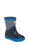 Hunter Kids' First Classic Waterproof Rain Boot In Gull Grey/ Bucket Blue/ Navy