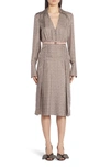 FENDI FLOATING PETAL LONG SLEEVE SILK TWILL MIDI DRESS,FDA746-A9FG