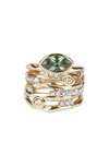 ALEXIS BITTAR NAVETTE CRYSTAL STACK RING,AB94R0057
