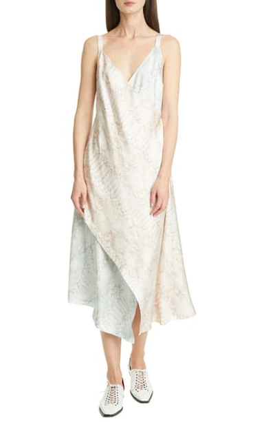 Sies Marjan Alicia Snake Print Silk Twill Faux Wrap Midi Dress In Grey