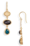 ANNA BECK TRIPLE DROP STONE EARRINGS,ER10049-GMHYB