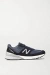 NEW BALANCE 990V5 SUEDE, MESH AND LEATHER SNEAKERS