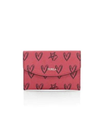 Furla San Valentino Leather Card Case In Ruby