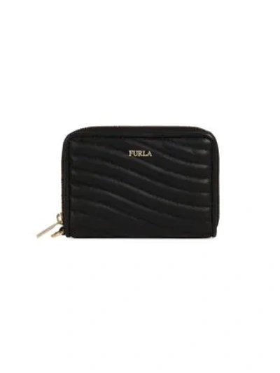 Furla Swing Zip-around Leather Wallet In Black