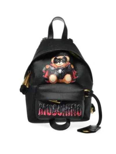Moschino Bat Teddy Bear Mini Backpack In White
