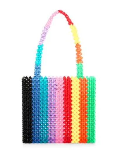 Susan Alexandra Rainbow Beaded Tote In Multi