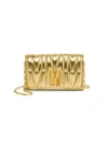 MOSCHINO WOMEN'S EMBOSSED METALLIC LEATHER WALLET-ON-CHAIN,0400011893766