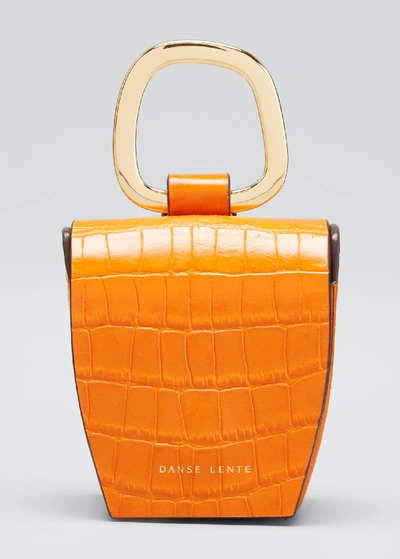 Danse Lente Women's Pablo Croc-embossed Leather Top Handle Bag In Orange